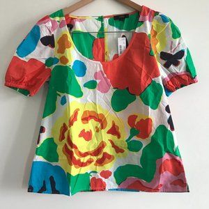 J. Crew Scoopneck cotton poplin puff sleeve top